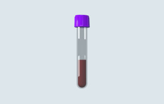 Blood sample tube with a purple cap, illustration.