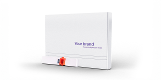 White-label Remote Health Check sample collection kit with custom branding, illustration.